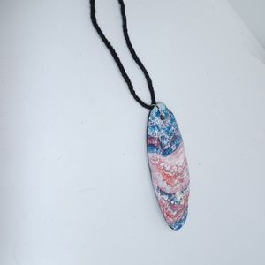 Blue white pink Boho Driftwood Necklace